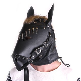 Horse Mask Black Leather Pferdemaske