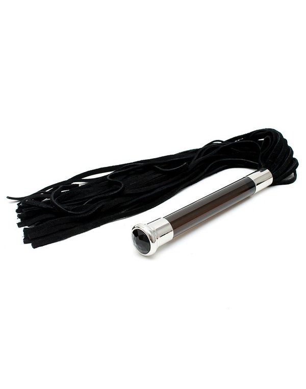 RIMBA - SUEDE FLOGGER WITH GLASS HANDLE AND CRYSTAL schwarz